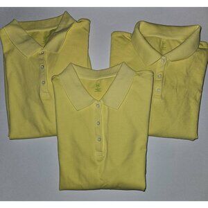3 GAP Yellow Polo Shirts Lot Women's Size Large Stretch Work Uniform w/TAG